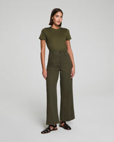SPANXsupersmoothâ„¢ Stretch Twill Cropped Wide Leg Pant | Dark Pine